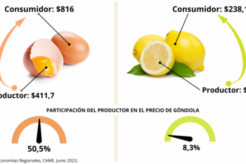 Tanto en junio como en mayo, el productor cobró un peso por cada 3,5 que pagó el consumidor