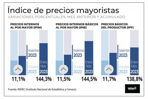 En lo que va del año los precios mayoristas ya aumentaron el 144,3%