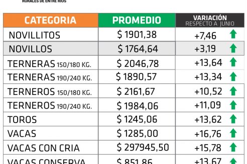 El precio de la hacienda en pie subió 9,58% en la provincia