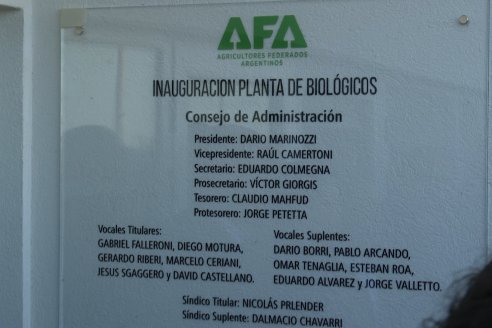 Inauguración Planta de Productos Biológicos de AFA - Ramallo, Buenos Aires
