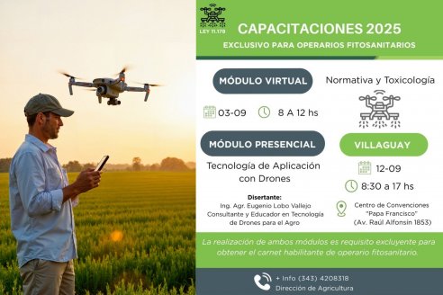 Capacitación en la aplicación de fitosanitarios mediante drones