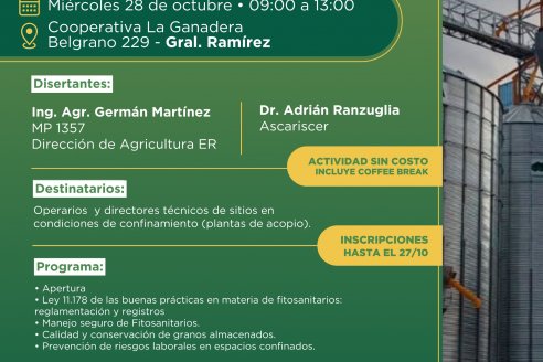 Capacitación a operarios fitosanitarios de granos almacenados